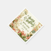 Rustic Holly Berry Christmas Serviette (Ecke)