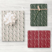 Rustic Holly Berry Foliage Weihnachten Geschenkpapier Set
