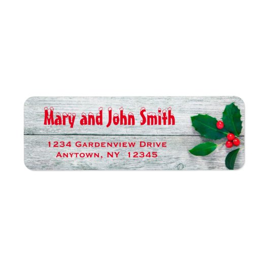 Rustic Holly Christmas Address Labels (Vorne)