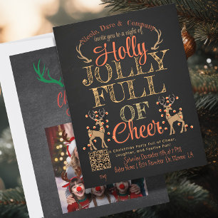 Rustic Holly & Jolly Family Foto Party Einladung