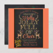 Rustic Holly & Jolly Family Foto Party Save The Date (Vorne/Hinten)