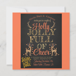 Rustic Holly & Jolly Family Foto Party Save The Date