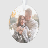 Rustic Holly Pine Together Meilenstein Foto Ornament (Vorderseite)