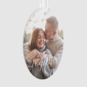 Rustic Holly Pine Together Mileston Custom Foto Ornament (Vorderseite)