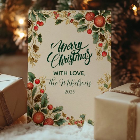 Rustic Holly Pomegranate Weihnachten