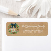 Rustic Holly Wreath Blue Checkered Bow (Insitu)