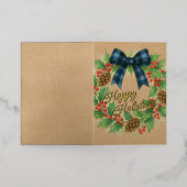 Rustic Holly Wreath Blue Checkered Bow (Äußere Ablage)