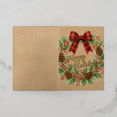 Rustic Holly Wreath Red Black Checkered Bow Gold (Äußere Ablage)