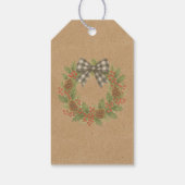 Rustic Holly Wreath White Black Checkered Bow Geschenkanhänger (Rückseite)