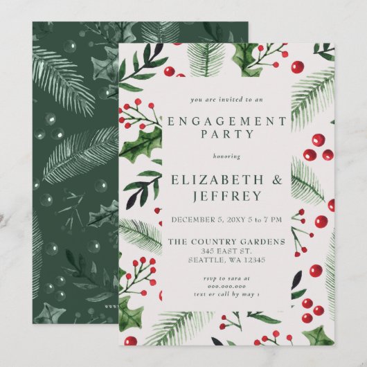 Rustic Holries Weihnachtsbühnen Einladung (Vorne/Hinten)