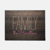 Rustic HOLZ Chic Family Monogram GRAU AND PINK Fußmatte (Vorderseite)