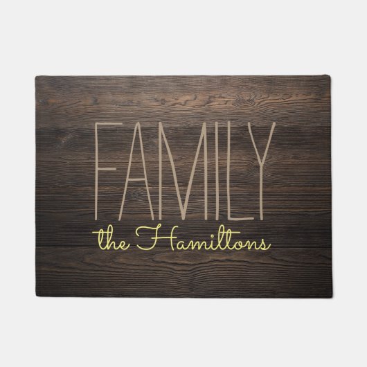 Rustic HOLZ Chic Family Monogram Graugelb Fußmatte (Vorderseite)