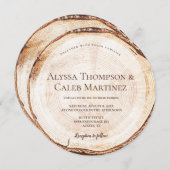 Rustic Holz Thema Custom Bride Bräutigam Vollname Einladung (Vorne/Hinten)