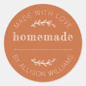 Rustic Homemade Baked Goods Jam Can Burnt Orange Runder Aufkleber (Vorderseite)