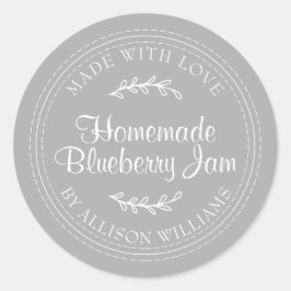 Rustic Homemade Blueberry Jam Canning Grau Runder Aufkleber