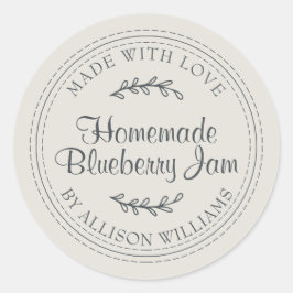 Rustic Homemade Blueberry Jam Canning Grau Runder Aufkleber