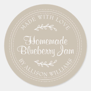 Rustic Homemade Blueberry Jam Canning Grau Runder Aufkleber