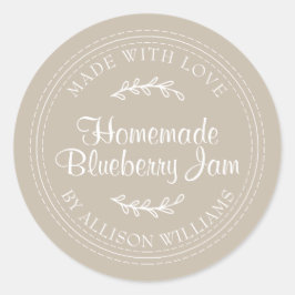 Rustic Homemade Blueberry Jam Canning Grau Runder Aufkleber