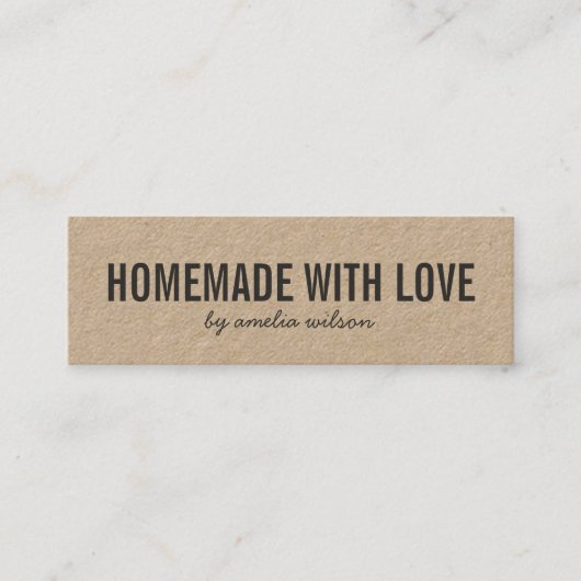 Rustic Homemade with Love Kraft Social Media Mini Visitenkarte (Vorderseite)