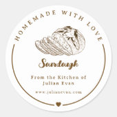 Rustic Homemade with Love Sketch Bakery Sticker (Vorderseite)