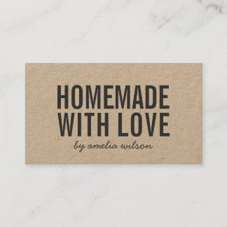 Rustic Homemade With Love Social Media Kraft Visitenkarte