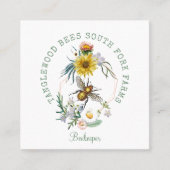 Rustic Honey Bee Apiary Dandelion Floral Square Quadratische Visitenkarte (Vorderseite)
