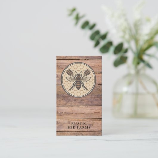 Rustic Honey Bee Beekeeper Apiary Visitenkarte (Stehend Vorderseite)