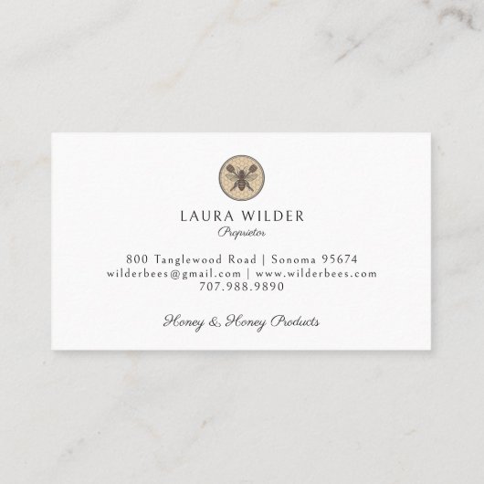 Rustic Honey Bee Beekeeper Apiary Visitenkarte (Rückseite)