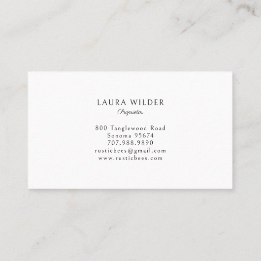 Rustic Honey Bee Beekeeper Apiary Visitenkarte (Rückseite)