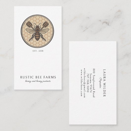 Rustic Honey Bee Beekeeper Apiary Visitenkarte (Vorne/Hinten)