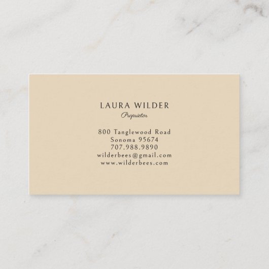 Rustic Honey Bee Beekeeper Apiary Visitenkarte (Rückseite)