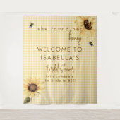 Rustic Honey Bee Bridal Shower Fabric Welcome Sign Wandteppich (Vorderseite)