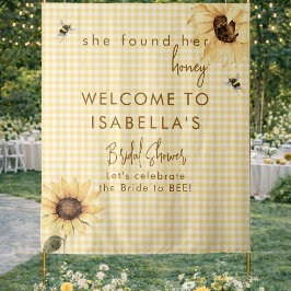Rustic Honey Bee Bridal Shower Fabric Welcome Sign Wandteppich