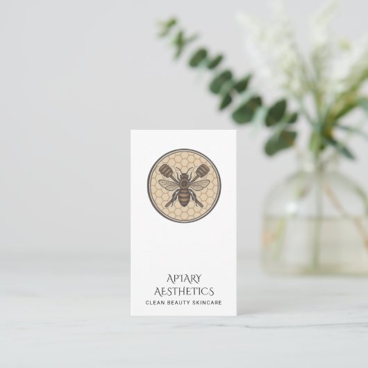 Rustic Honey Bee Logo Skincare Products Visitenkarte (Stehend Vorderseite)