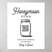 Rustic Honeymoon Fund Jar QR Code Wedding Sign Poster (Vorne)