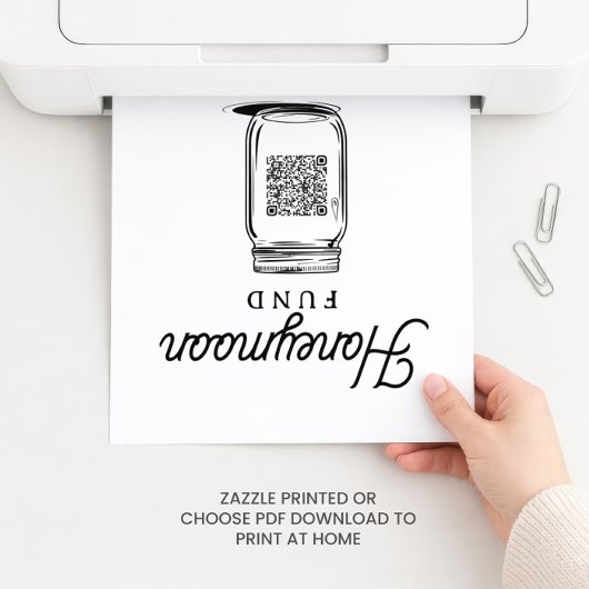 Rustic Honeymoon Fund Jar QR Code Wedding Sign Poster