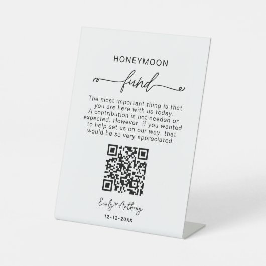 Rustic Honeymoon Fund QR Wishing Sockelschild (Vorderseite)