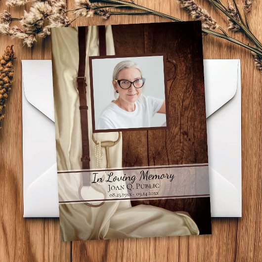 Rustic Horse Bit Satin Beerdigung Beileid Dankeskarte