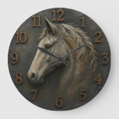 Rustic horse farmhouse decor equestrian country große wanduhr (Vorderseite)