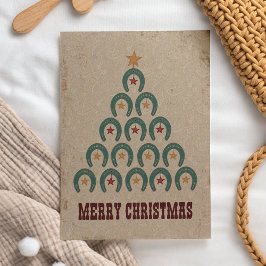 Rustic Horseshoe Christmas Tree Card Feiertagskarte