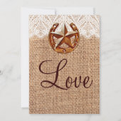 Rustic Horseshoe Star Burlap Hochzeit Einladungen (Rückseite)