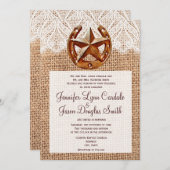 Rustic Horseshoe Star Burlap Hochzeit Einladungen (Vorne/Hinten)