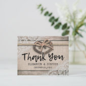 Rustic Horseshoes Burlap Lace Wedding Vielen Dank Postkarte (Stehend Vorderseite)