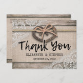 Rustic Horseshoes Burlap Lace Wedding Vielen Dank Postkarte (Vorne/Hinten)