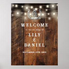 Rustic Horseshoes Western Wedding Welcome Sign Poster