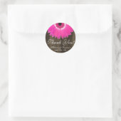 Rustic Hot Pink Daisy Wedding Danke Sticker (Tasche)