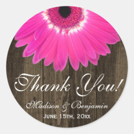 Rustic Hot Pink Daisy Wedding Danke Sticker