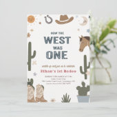 Rustic How The West Was One Cowboy 1st Birthday Einladung (Stehend Vorderseite)