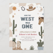 Rustic How The West Was One Cowboy 1st Birthday Einladung (Vorne/Hinten)