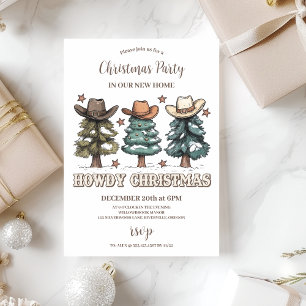 Rustic Howdy Christmas Cowboy Hat Einladung